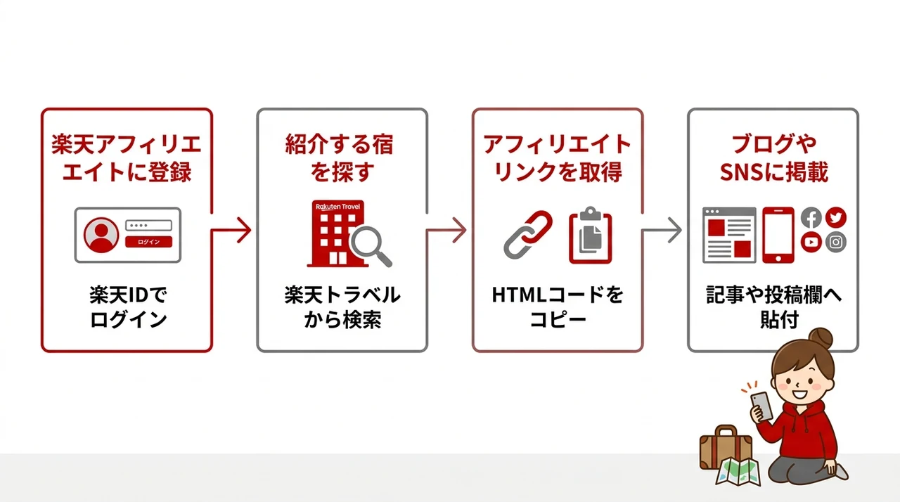 楽天アフィリエイト登録からリンク作成までの基本手順