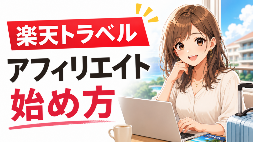 楽天トラベルアフィリエイトの始め方を解説する記事のアイキャッチ画像